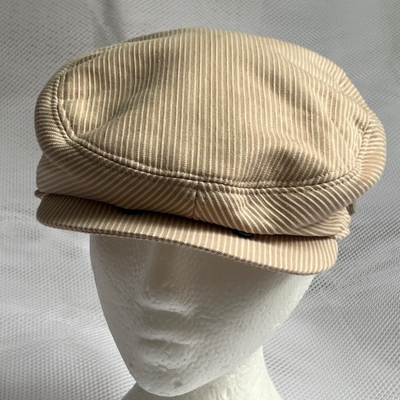 Kangol Check Hudson Cap Hat Newsboy Size Large 100% Cotton Cream Striped - Picture 2 of 12